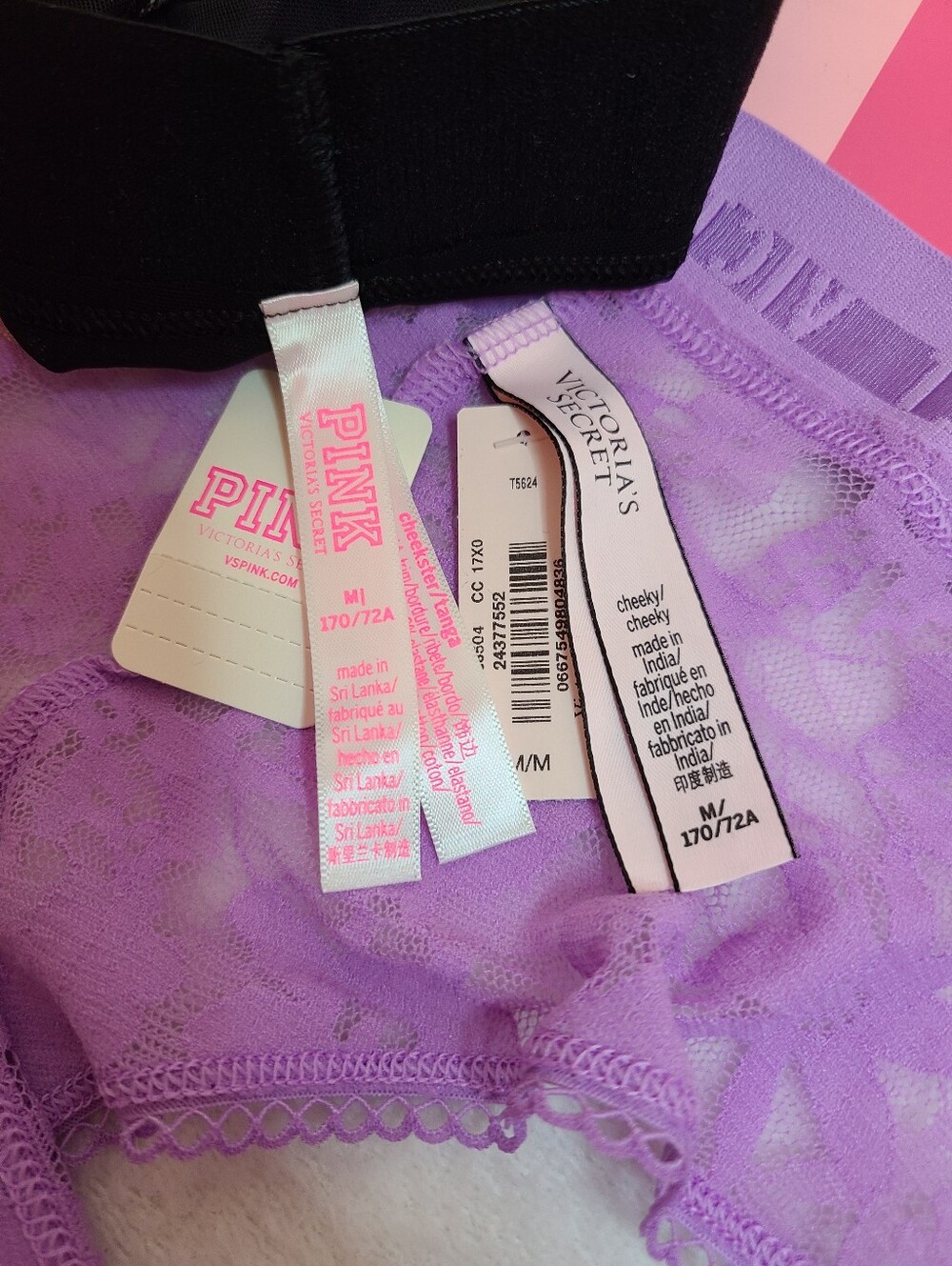 Victoria's Secret PINK 2pk Sheer Lace Logo Band Cheeky Panties Size M - Picture 4 of 5